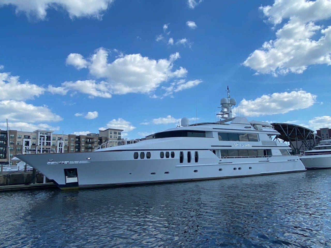 A client’s yacht, True Love, at her slip