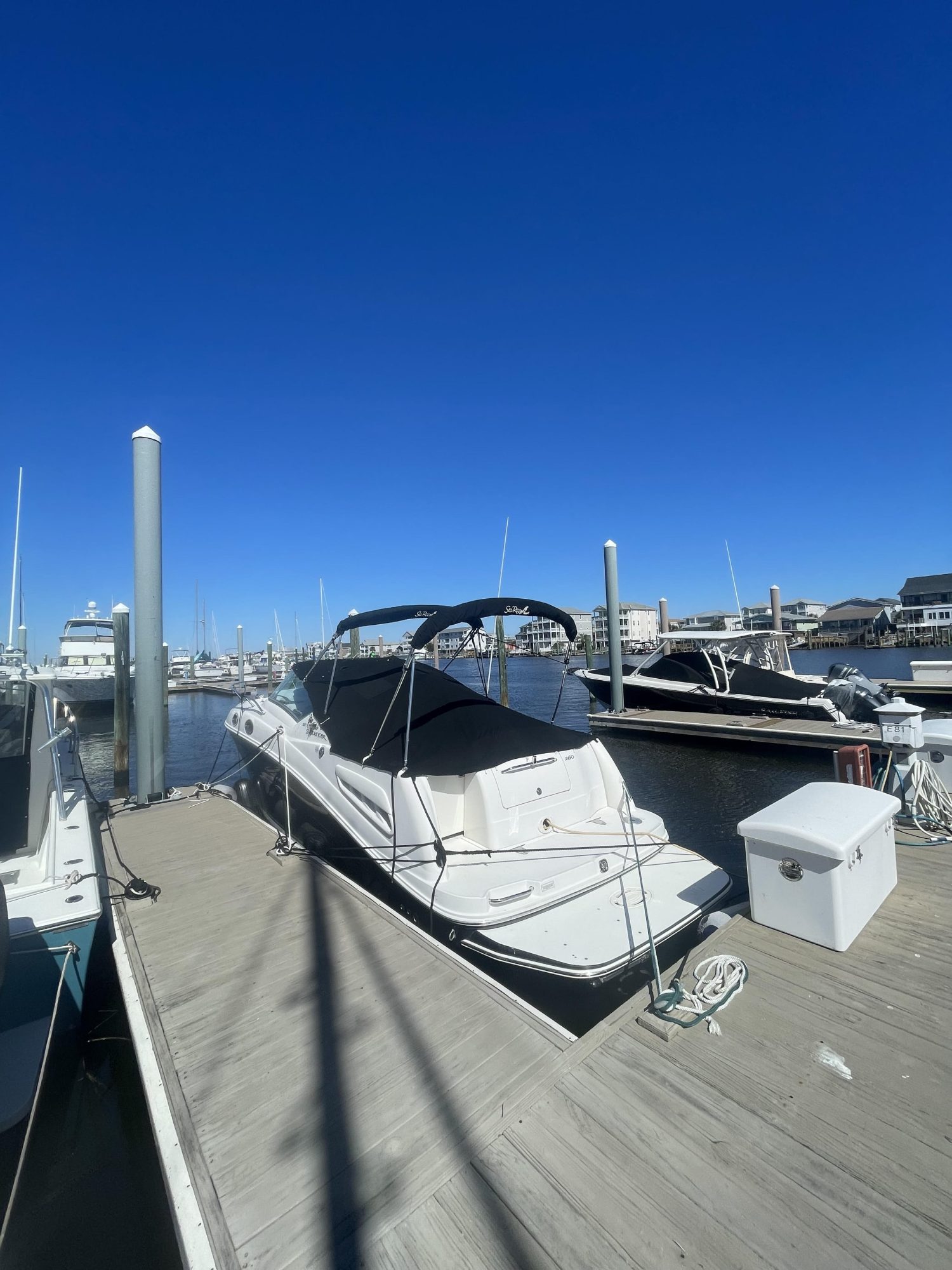 Boat slip at Federal Point Yacht Club, Carolina Beach